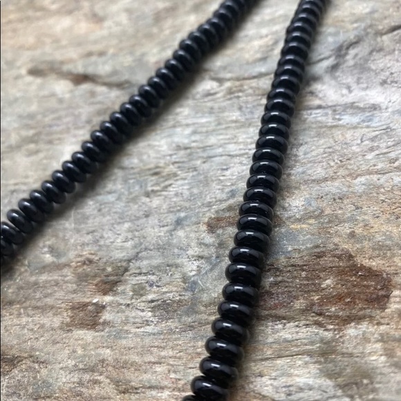 Black onyx & mother - Gem S.S.Black Onyx W Pearls Bead Necklace.Gift